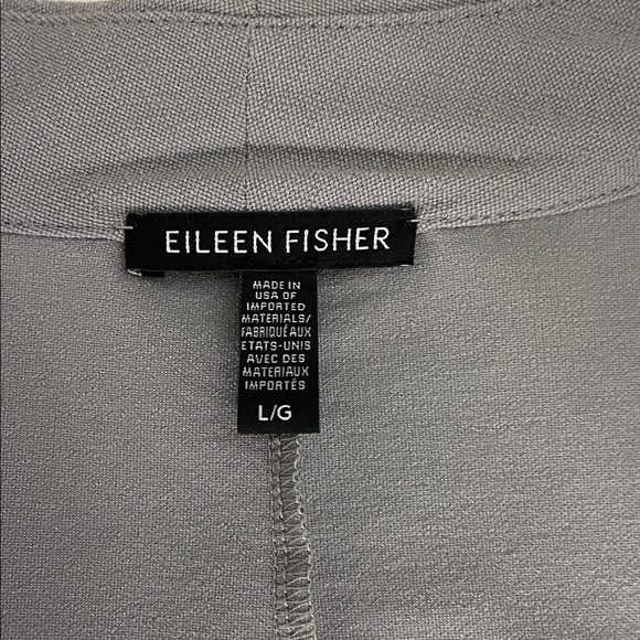Eileen Fisher Longline Open Blazer Jacket Gray Lightweight Stretch Crepe Large - Picture 2 of 9